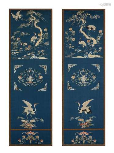 A pair of Chinese embroidered chair covers