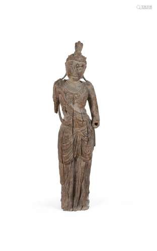 A large Chinese wooden figure of Bodhisattva