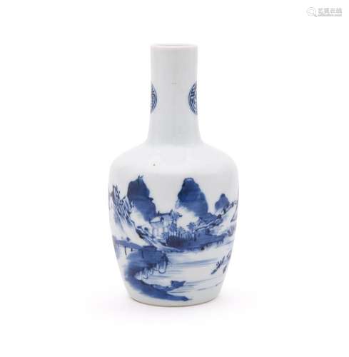 A Chinese blue and white bottle vase