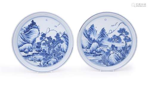 A pair of Chinese Master of the Rocks dishes