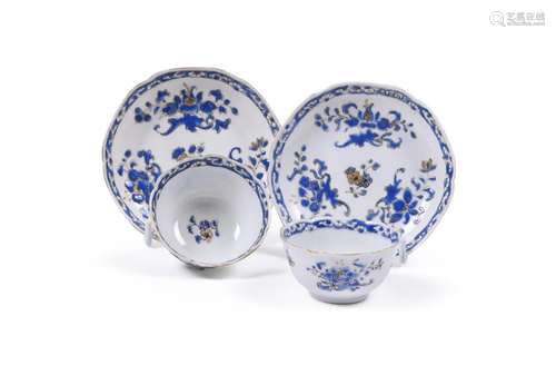 An unusual pair of Chinese porcelain blue enamel and gilt fo...