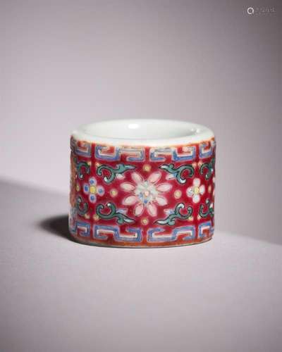 A rare Chinese Famille Rose porcelain archers ring