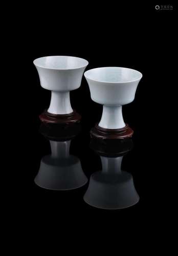 A rare pair of Chinese Phoenix stem cups