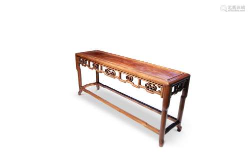 A LONG CHINESE HARDWOOD LOW TABLE