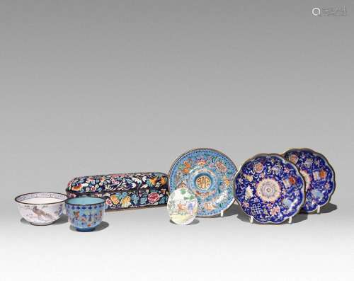 SEVEN CHINESE CANTON ENAMEL ITEMS