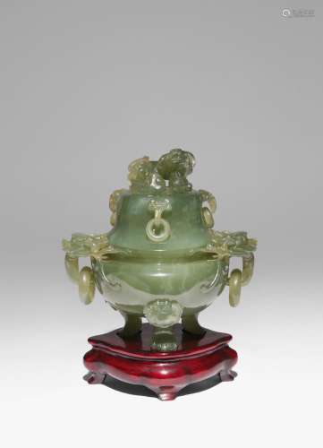 A CHINESE HARDSTONE INCENSE BURNER AND COVER