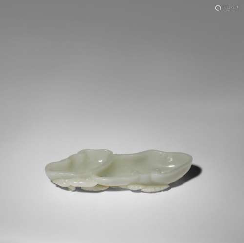 A CHINESE PALE CELADON JADE 'LINGZHI' WASHER