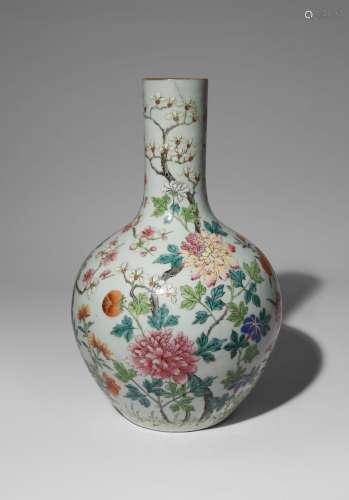 A CHINESE FAMILLE ROSE 'FLOWERS' BOTTLE VASE, TIANQIUPING