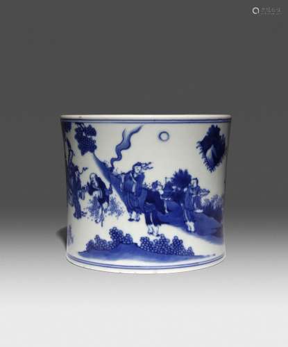 A CHINESE BLUE AND WHITE 'BAXIAN' BRUSHPOT