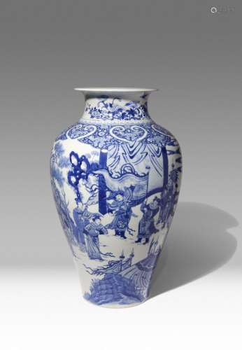 A CHINESE BLUE AND WHITE 'FIGURAL' BALUSTER VASE
