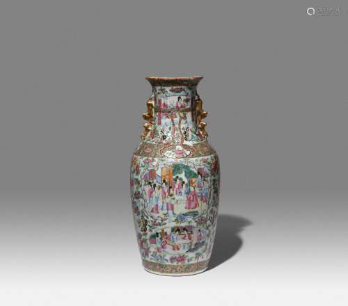A CHINESE CANTON FAMILLE ROSE 'FIGURAL' VASE