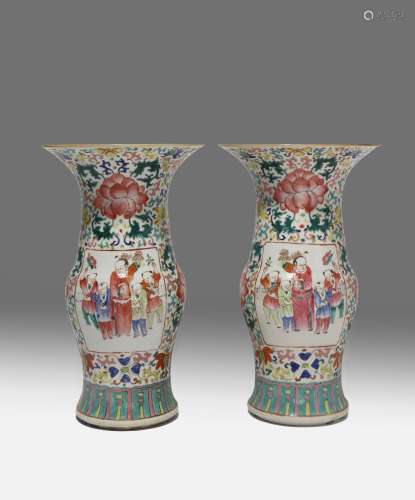 A PAIR OF CHINESE FAMILLE ROSE 'BOYS' VASES