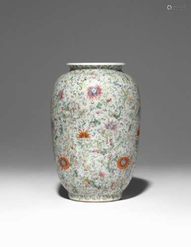 A CHINESE FAMILLE ROSE MILLEFLEURS VASE