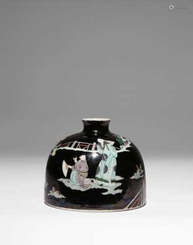 A CHINESE FAMILLE NOIRE BEEHIVE-SHAPED WATERPOT, TAIBAI ZUN