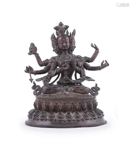 A Tibetan bronze figure of Avalokitesvara