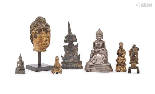 A small group of various gilt metal and silvered Buddhas