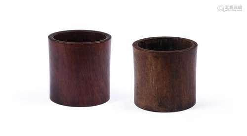 A Chinese hardwood brush pot