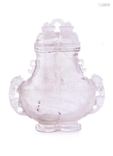 A Chinese rock crystal vase and cover