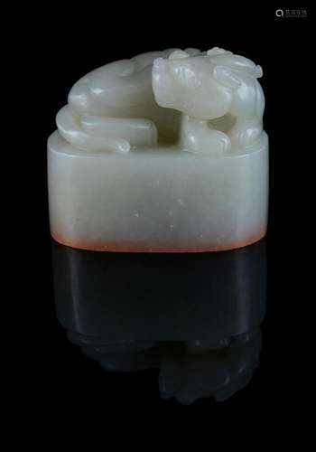 A Chinese celadon jade seal