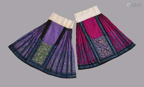 Two attractive Chinese summer damask skirts