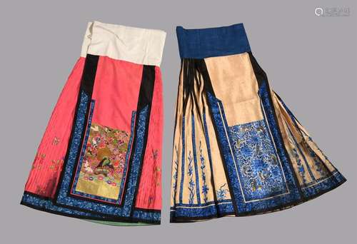 Two Chinese embroidered skirts