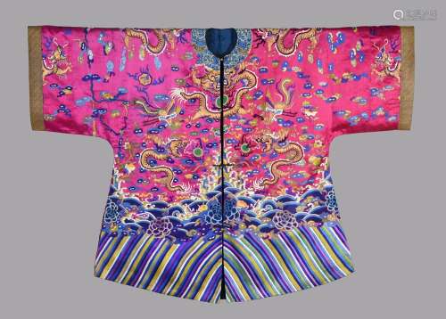 A Chinese crimson silk marriage robe