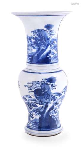 A Chinese blue and white Phoenix vase