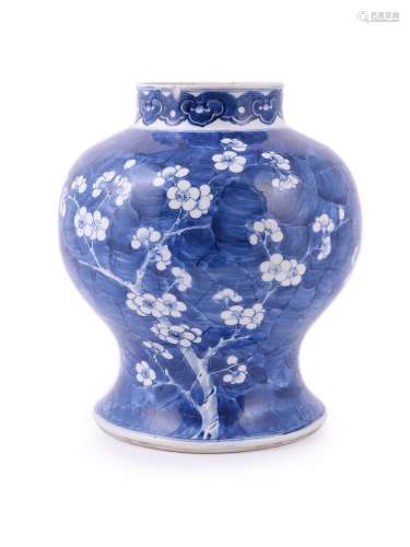 A Chinese blue and white prunus vase