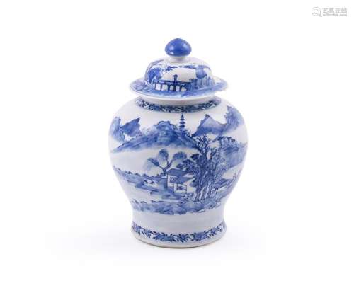 A Chinese blue and white vase and a cover