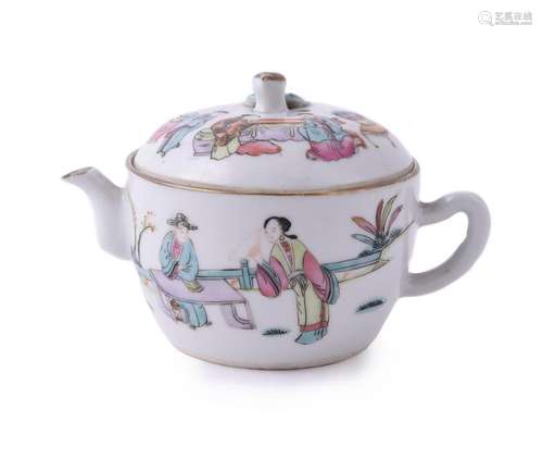 An attractive Chinese famille rose teapot and cover