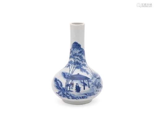 A Chinese blue and white and underglaze red bottle vase