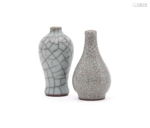 Two miniature crackle glazed vases