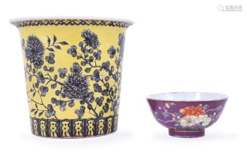 A Chinese purple-ground Empress Dowager style bowl