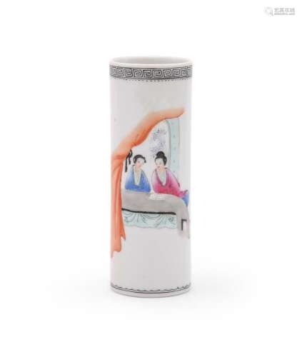A Chinese Famille Rose Two Qiaos of Jiangdong vase