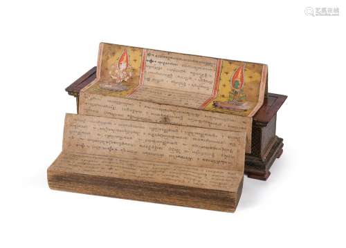 A large Thai manuscript in a lacquered and gilded chest