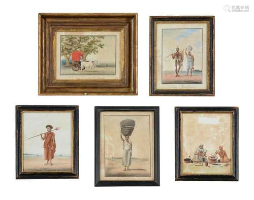 Five paintings of Indian Characters and Tradesmen