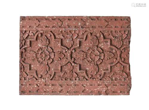 A Mughal red sandstone panel from a frieze