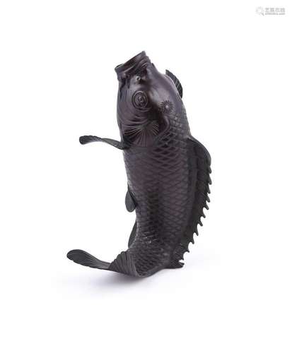 A Japanese Bronze Vase modelled as a leaping carp