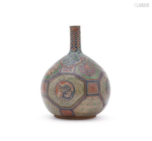 A Japanese Kyo-yaki Pottery Bottle Vase