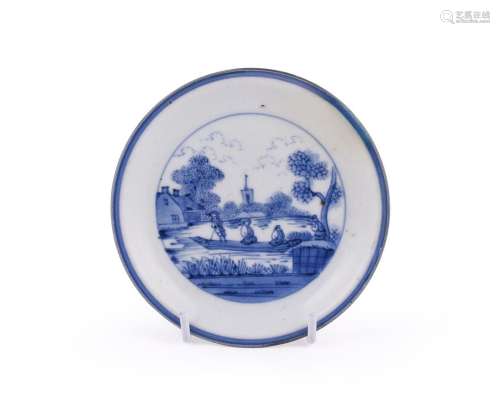 A Japanese blue and white porcelain Van Frytom saucer