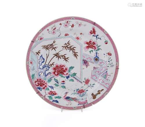 A large Chinese Famille Rose circular dish