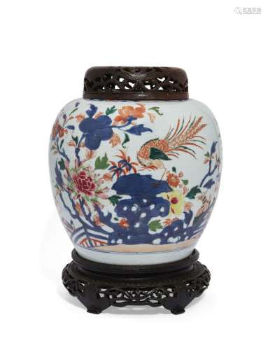A Chinese porcelain famille rose 'phoenix' jar