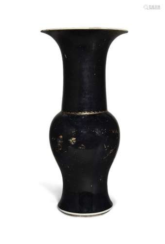 A Chinese porcelain mirror-black phoenix tail vase