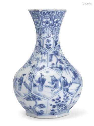 A Chinese porcelain blue and white octagonal 'Romance of the...