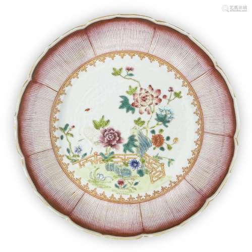 A Chinese porcelain famille rose 'lotus' dish