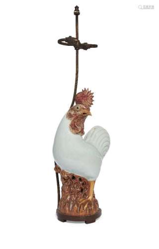 A Chinese export porcelain figure of a rooster