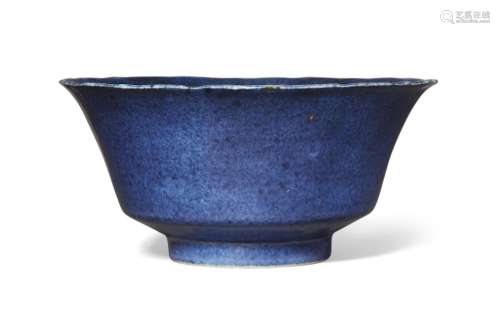 A Chinese porcelain powder blue-glazed bowl