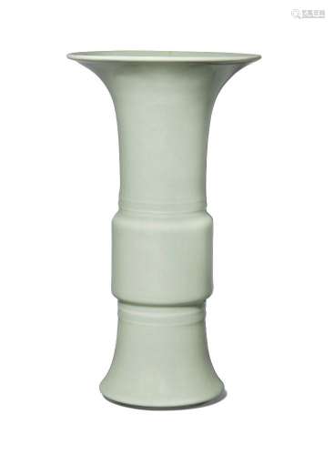 A Chinese porcelain celadon-glazed beaker vase