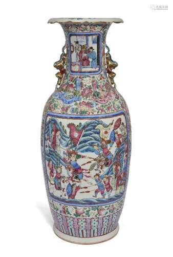 A large Chinese porcelain famille rose baluster vase