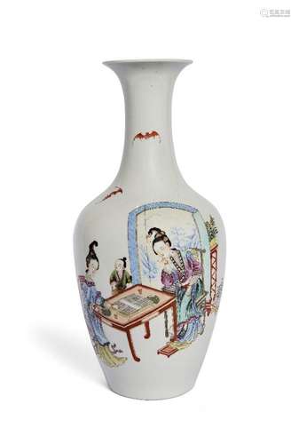 A Chinese porcelain famille rose 'weiqi' vase